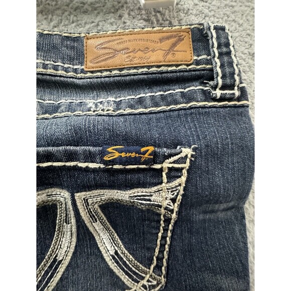 Seven 7 Jeans Womens 10 Blue Racker Slim Pockets Sticthing Flared - Picture 10 of 12